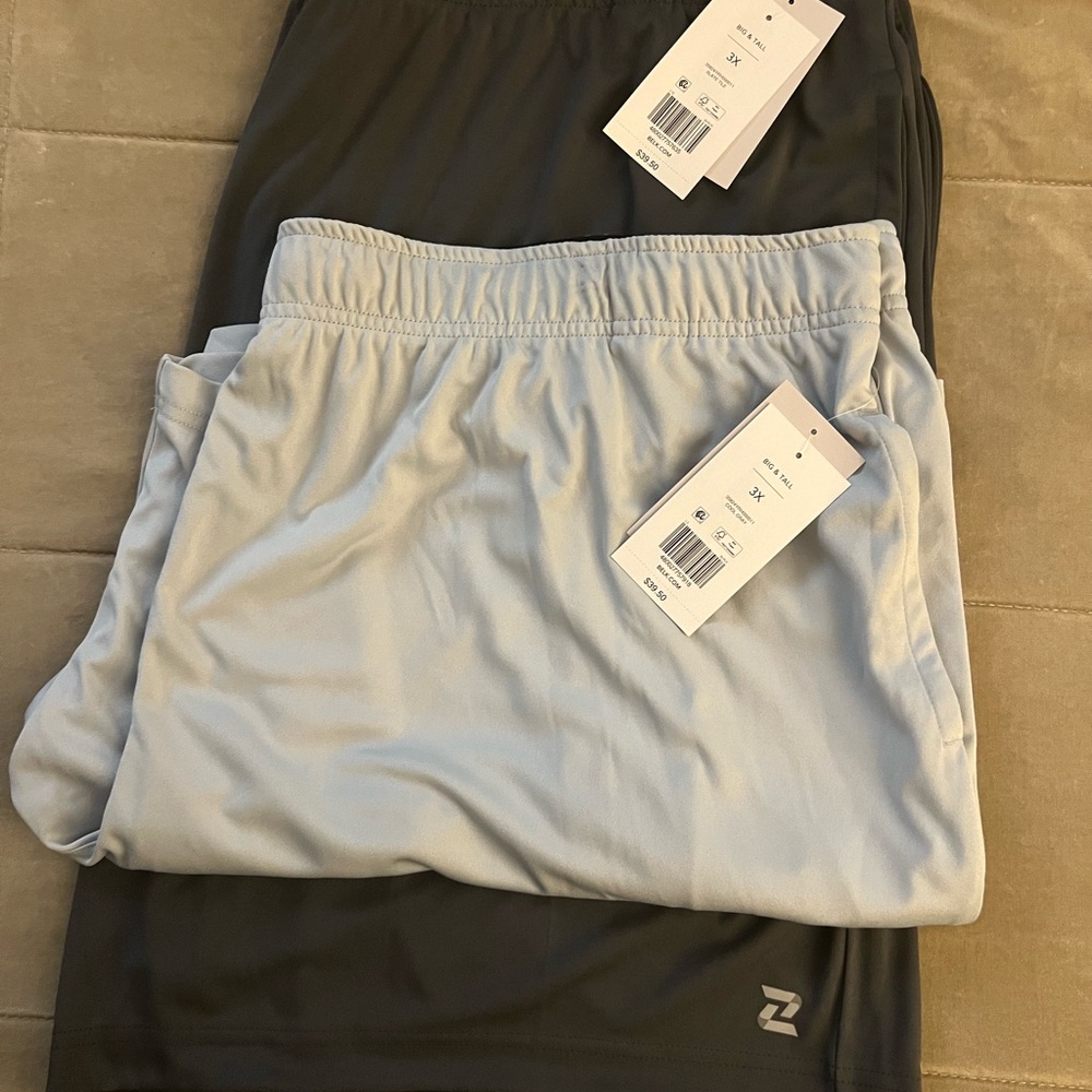 2 pair men’s 3xl draw-string and elastic-waist shorts